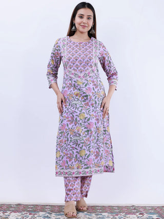 Roz Veena Set Of Kurta Pants Kota Doria Dupatta