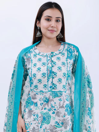 Roz Reshma Set Of Kurta Pants Kota Doria Dupatta