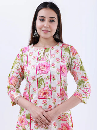 Roz Deepti Set Of Kurta Pants Kota Doria Dupatta