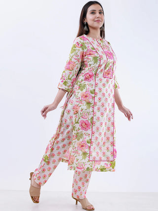 Roz Deepti Set Of Kurta Pants Kota Doria Dupatta