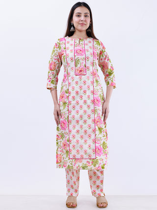 Roz Deepti Set Of Kurta Pants Kota Doria Dupatta