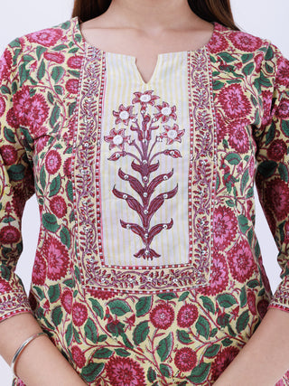 Roz Avni Set Of Kurta Pants Kota Doria Dupatta