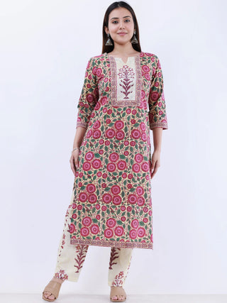 Roz Avni Set Of Kurta Pants Kota Doria Dupatta