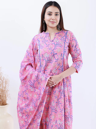 Roz Neeti Set Of Kali Kurta Pants Dupatta