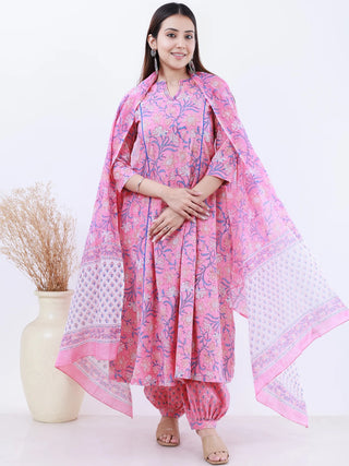 Roz Neeti Set Of Kali Kurta Pants Dupatta