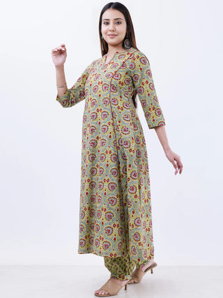 Roz Mahi Set Of Kali Kurta Pants Dupatta