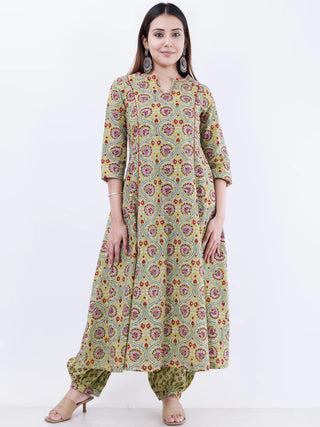 Roz Mahi Set Of Kali Kurta Pants Dupatta