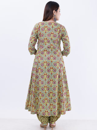 Roz Mahi Set Of Kali Kurta Pants Dupatta