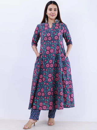 Roz Fanaa Set Of Kali Kurta Pants Kota Doria Dupatta