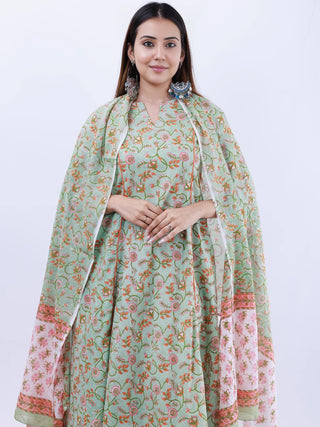 Roz Midha Set Of Kali Kurta Pants Dupatta