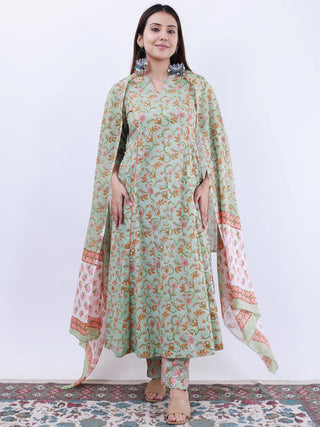 Roz Midha Set Of Kali Kurta Pants Dupatta