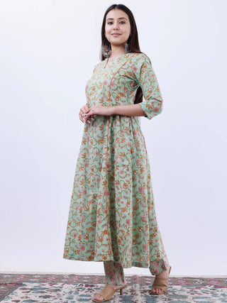 Roz Midha Set Of Kali Kurta Pants Dupatta