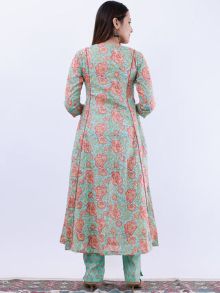 Roz Suhani Set Of Kali Kurta Pants Dupatta