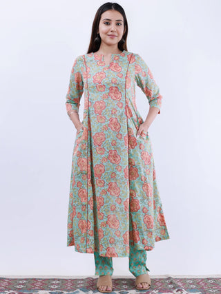 Roz Suhani Set Of Kali Kurta Pants Dupatta