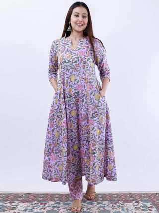 Roz Deepa Set Of Kali Kurta Pants Dupatta