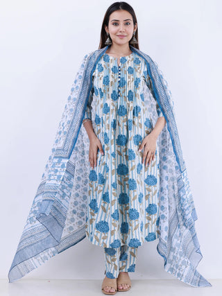 Roz Maira Set Of Kurta Pants Kota Doria Dupatta