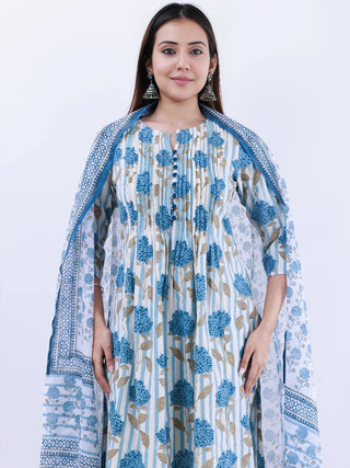 Roz Maira Set Of Kurta Pants Kota Doria Dupatta