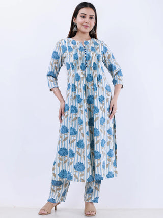 Roz Maira Set Of Kurta Pants Kota Doria Dupatta