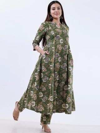 Roz Neh Set Of Kali Kurta Pants Kota Doria Dupatta