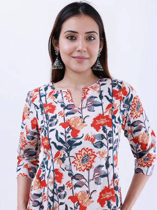 Roz Mahira Set Of Kali Kurta Pants Kota Doria Dupatta