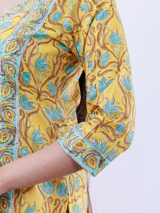 Hand Block Printed Cotton Fabric Per Meter - F001F2941