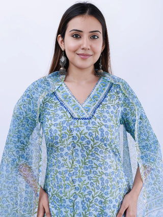 Roz Nisha Set Of Kurta Pants Kota Doria Dupatta