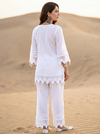 Safed Megha Co-ord Set Of Top & Pants