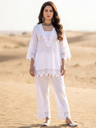 Safed Megha Co-ord Set Of Top & Pants