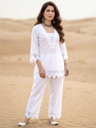 Safed Megha Co-ord Set Of Top & Pants