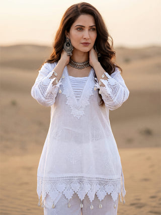 Safed Megha Co-ord Set Of Top & Pants