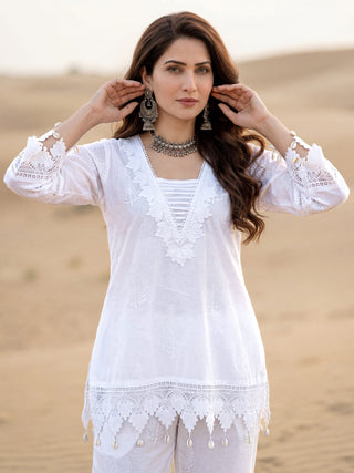 Safed Megha Co-ord Set Of Top & Pants