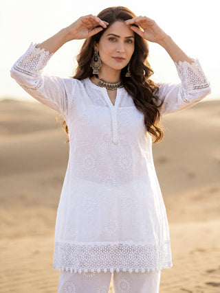 Safed Noor Co-ord Set Of Top & Pants