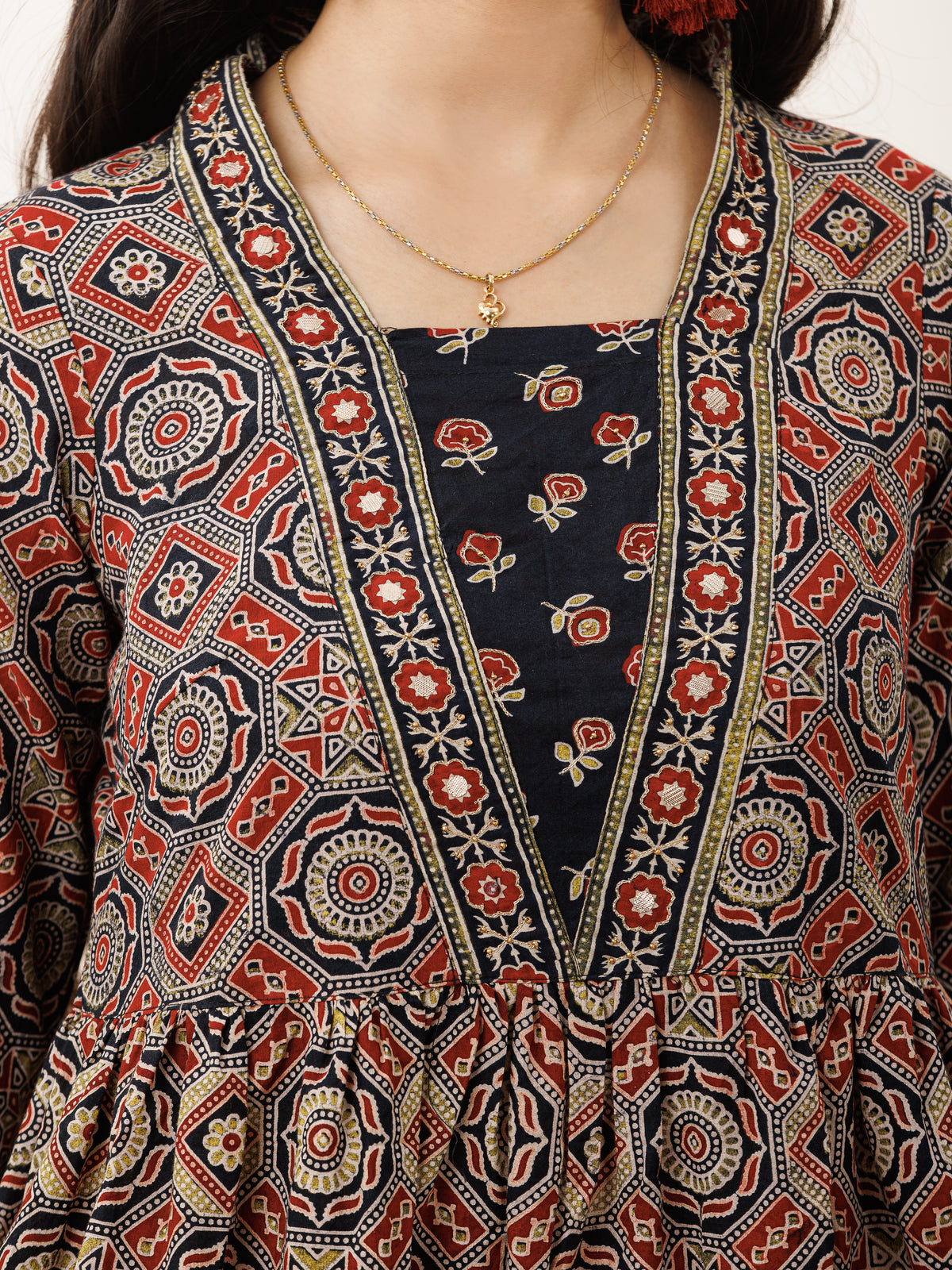 Hand Block Printed Cotton Fabric Per Meter - F001F2739