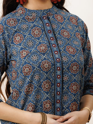 Hand Block Printed Cotton Fabric Per Meter - F001F2741