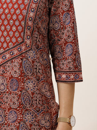 Hand Block Printed Cotton Fabric Per Meter - F001F2743
