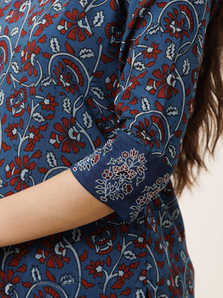 Hand Block Printed Cotton Fabric Per Meter - F001F2745