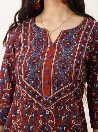 Hand Block Printed Cotton Fabric Per Meter - F001F2745