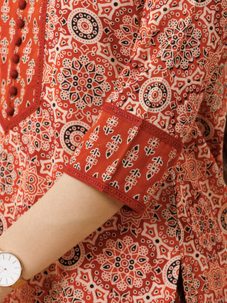 Hand Block Printed Cotton Fabric Per Meter - F001F2746