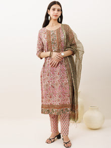 Rozana Apsara Set Of Kurta Pants Kota Doria Dupatta