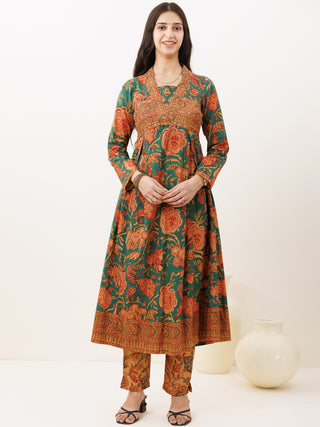 Rozana Tamanna Set Of Flared Kurta Pants Dupatta