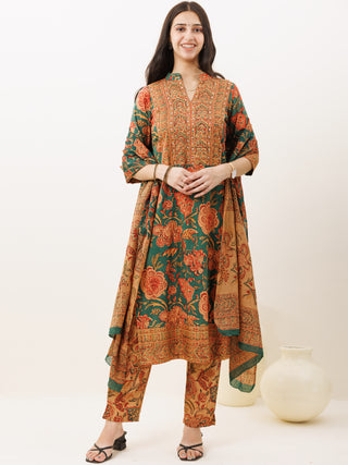 Rozana Afsana Set Of Kurta Pants Dupatta