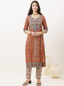 Rozana Siya Set Of Kurta Pants Kota Doria Dupatta