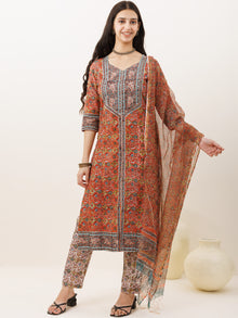 Rozana Siya Set Of Kurta Pants Kota Doria Dupatta