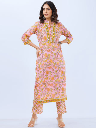 Aina Fiza Set Of Straight Kurta Pants Kota Dupatta