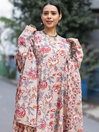 Roz Mohak Set Of Kali Kurta Pants Dupatta