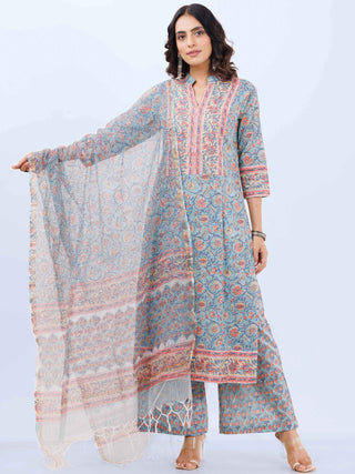 Aina Ruh Set Of Kurta Pants Kota Dupatta