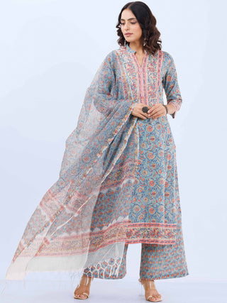 Aina Ruh Set Of Kurta Pants Kota Dupatta