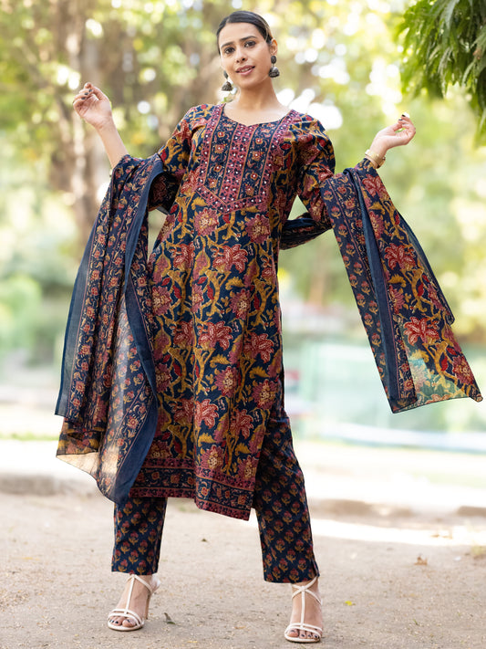 Roz Vibha Set Of Straight Kurta Pants Dupatta
