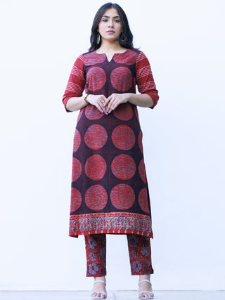 Ajrakh Tamana Set Of Kurta Pants Dupatta