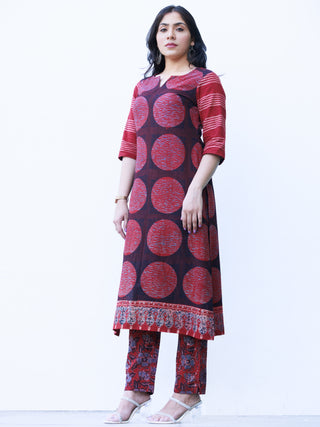 Ajrakh Tamana Set Of Kurta Pants Dupatta